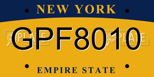 GPF8010 New York License Plate