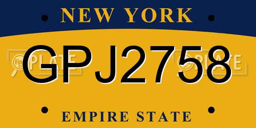 GPJ2758 New York License Plate