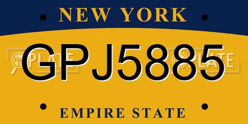 GPJ5885 New York License Plate