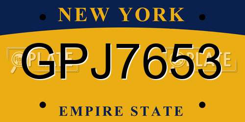 GPJ7653 New York License Plate