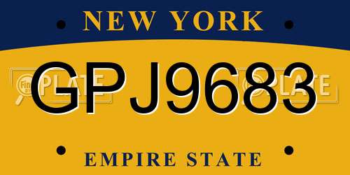 GPJ9683 New York License Plate
