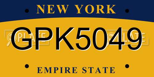 GPK5049 New York License Plate