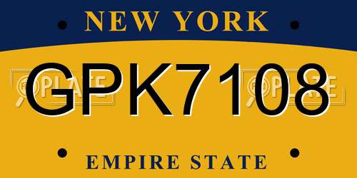 GPK7108 New York License Plate