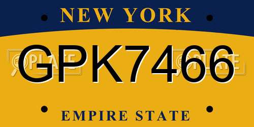 GPK7466 New York License Plate