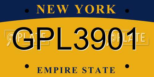 GPL3901 New York License Plate