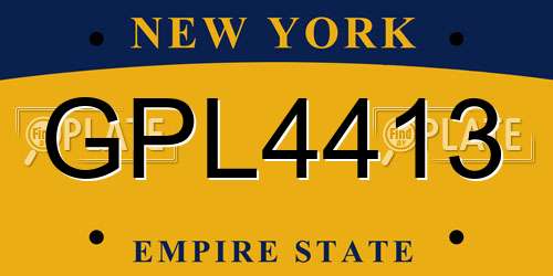 GPL4413 New York License Plate