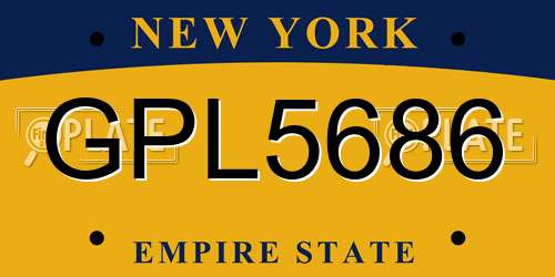 GPL5686 New York License Plate