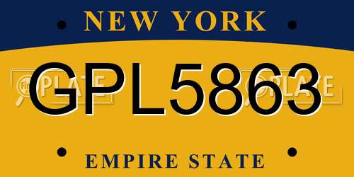 GPL5863 New York License Plate