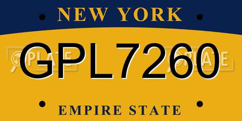 GPL7260 New York License Plate