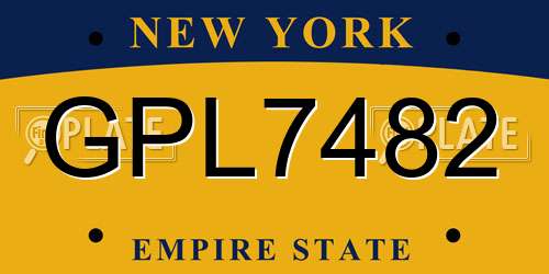 GPL7482 New York License Plate
