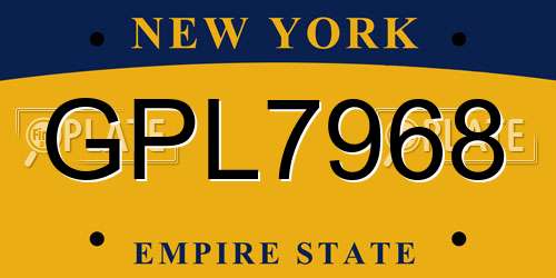 GPL7968 New York License Plate