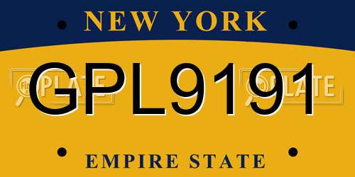 GPL9191 New York License Plate