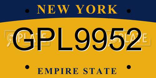 GPL9952 New York License Plate
