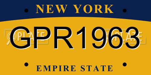 GPR1963 New York License Plate