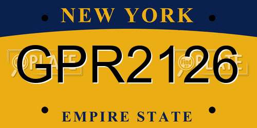 GPR2126 New York License Plate