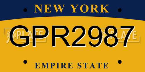 GPR2987 New York License Plate