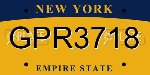 GPR3718 New York License Plate