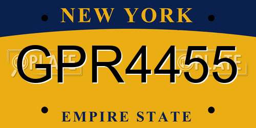 GPR4455 New York License Plate