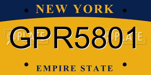 GPR5801 New York License Plate