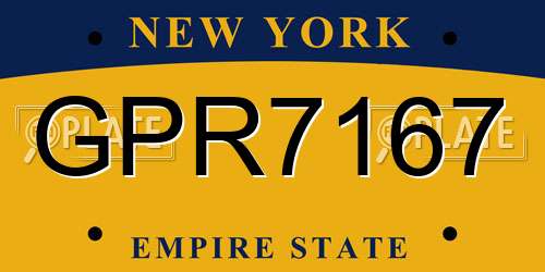 GPR7167 New York License Plate