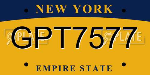 GPT7577 New York License Plate