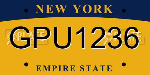 GPU1236 New York License Plate
