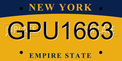GPU1663 New York License Plate