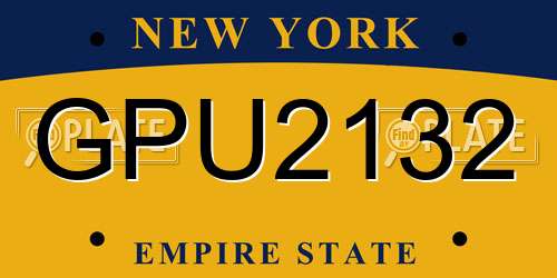GPU2132 New York License Plate