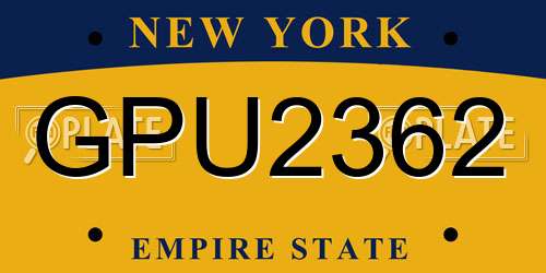 GPU2362 New York License Plate