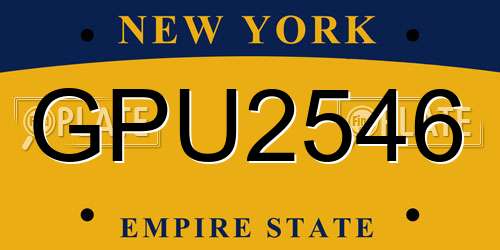GPU2546 New York License Plate