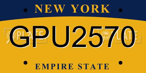 GPU2570 New York License Plate