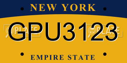 GPU3123 New York License Plate
