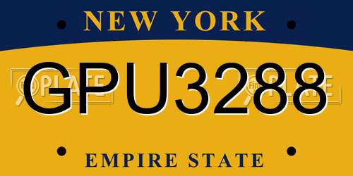 GPU3288 New York License Plate
