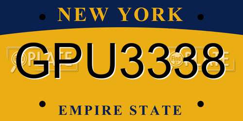 GPU3338 New York License Plate