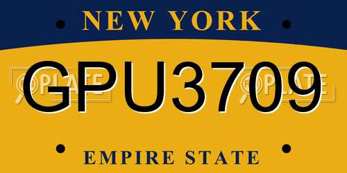 GPU3709 New York License Plate