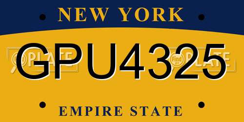 GPU4325 New York License Plate