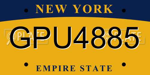 GPU4885 New York License Plate