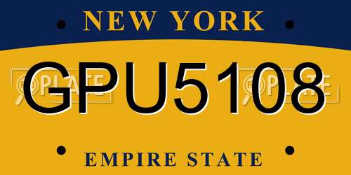 GPU5108 New York License Plate