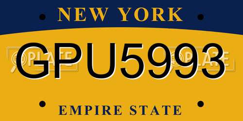 GPU5993 New York License Plate