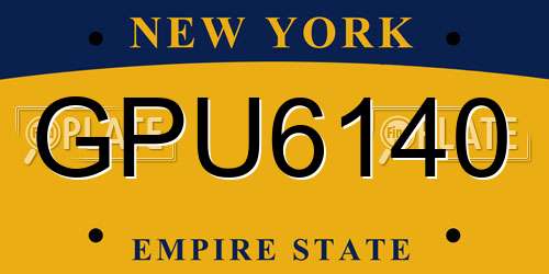 GPU6140 New York License Plate