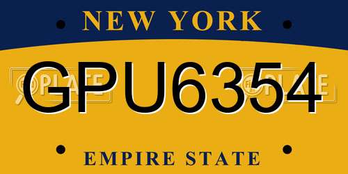 GPU6354 New York License Plate