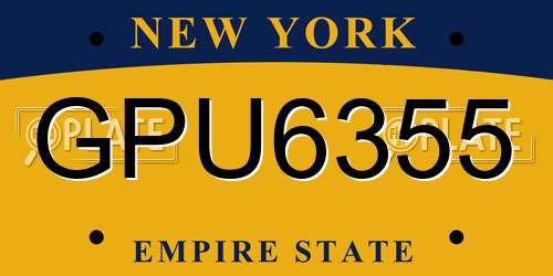 GPU6355 New York License Plate