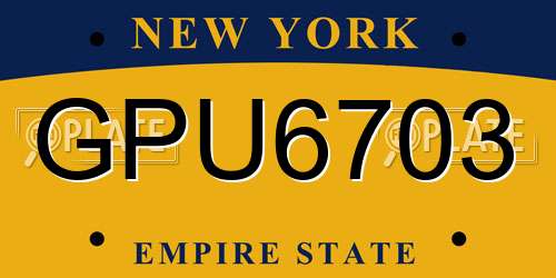 GPU6703 New York License Plate