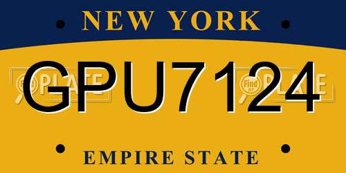 GPU7124 New York License Plate