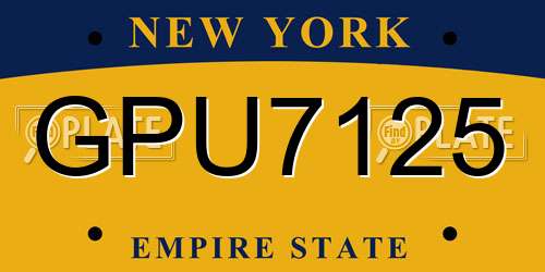GPU7125 New York License Plate