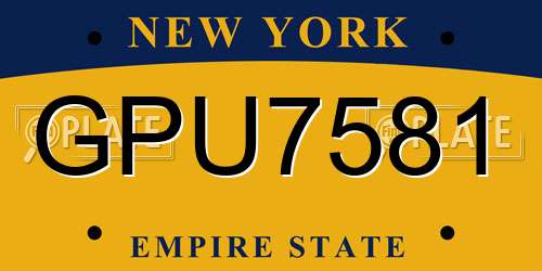 GPU7581 New York License Plate