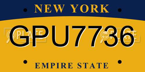 GPU7736 New York License Plate
