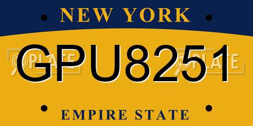 GPU8251 New York License Plate