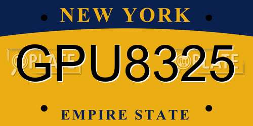 GPU8325 New York License Plate
