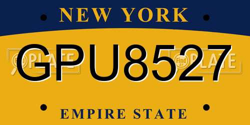 GPU8527 New York License Plate